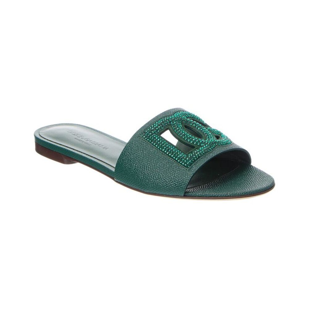 Dolce & Gabbana Dg Suede And Dauphine Leather Sandal, Green